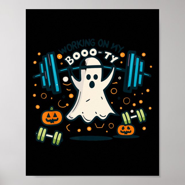 Poster No Meu Trabalho De Fantasma De Halloween De Boo-ty (Frente)
