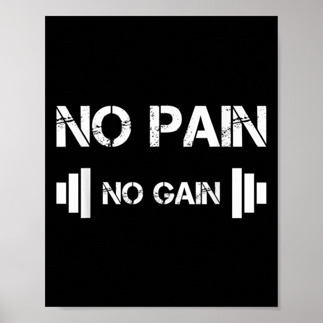 Poster No Pain No Gain Workout Motivation  (Frente)