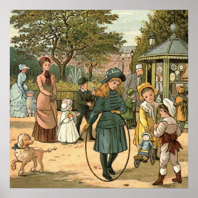 Pôster No Parque Vintage Illustration (Frente)