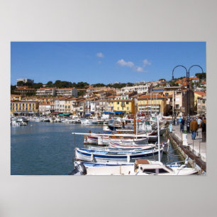 Poster No porto da aldeia de Cassis. Pesca e