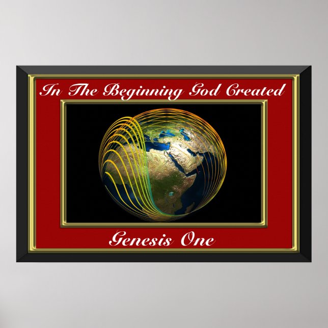 Pôster No princípio Deus criou o Vermelho Gênesis (Frente)