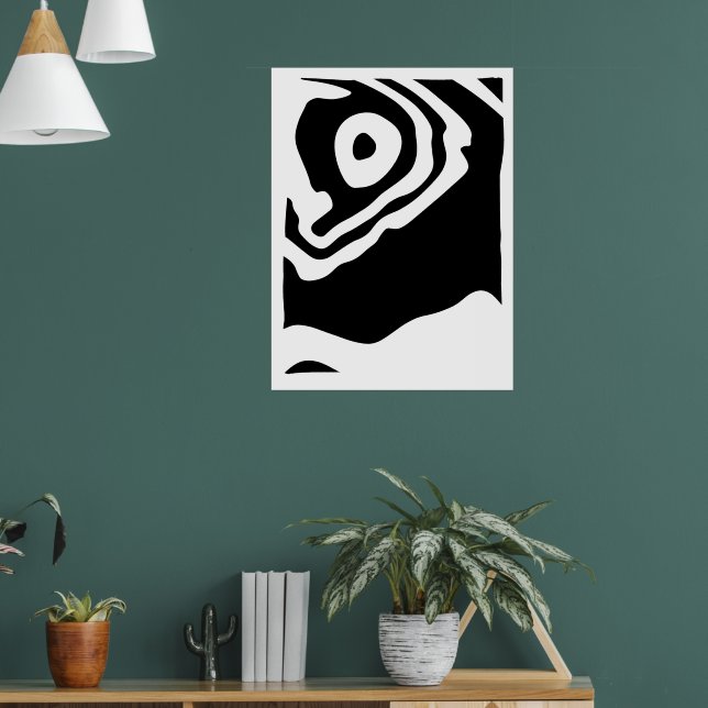 Poster No Profundo: Abstrato preto e branco (Sala de Estar 1)