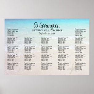 Poster No Sea Beach Wedding Reception Seating Chart (Gráf