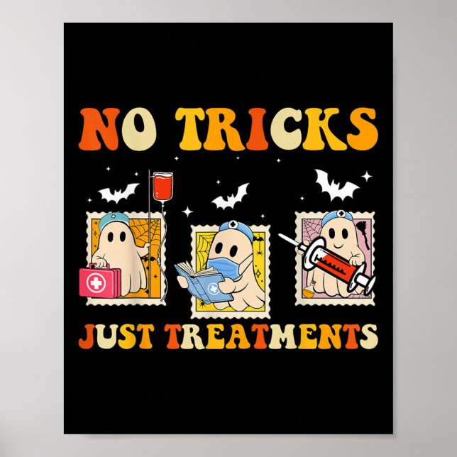 Poster No Tricks Just S Funny Halloween Ghost Nursing  (Frente)