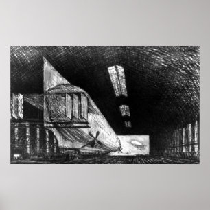 Poster No Zeppelin Shed, Leipzig - Joseph Pennell