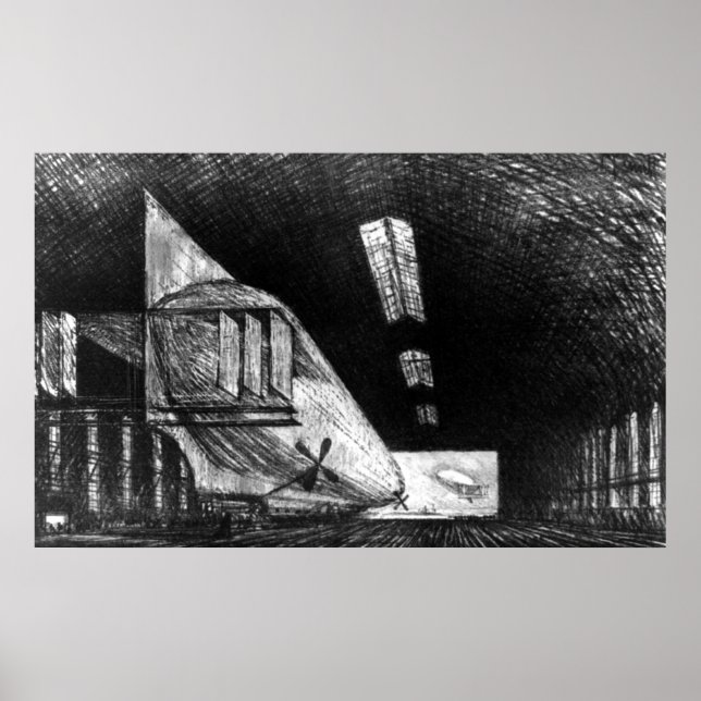 Poster No Zeppelin Shed, Leipzig - Joseph Pennell (Frente)