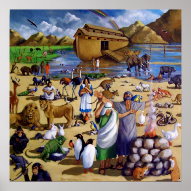 POSTER NOAH, ARK, ANIMAIS APÓS INUNDAÇÕES: TRABALHO DE AR (Frente)