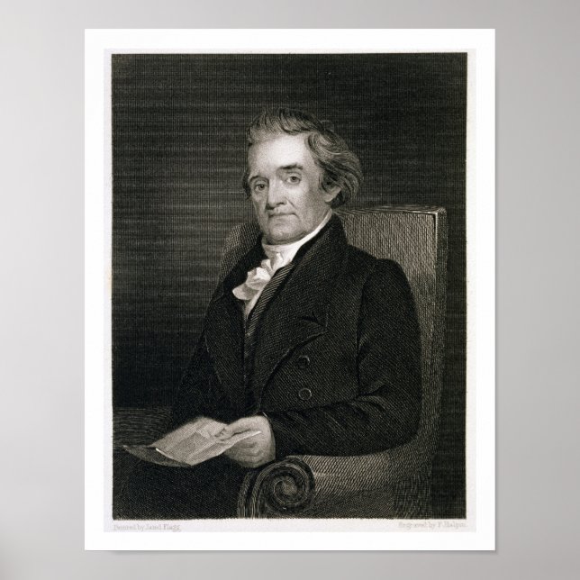 Poster Noah Webster (1758-1843) engraved by Frederick W. (Frente)