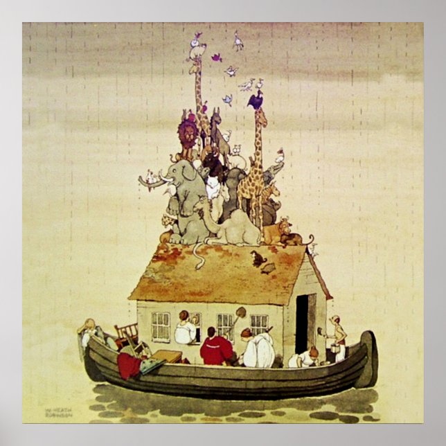 Poster "Noah's Ark" por W Heath Robinson (Frente)