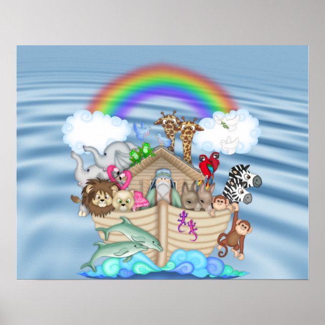 Pôster NOAHS ARK Rainbow NURSERY DECORATION MURAL (Frente)