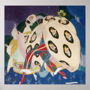 Poster NOCTURNE COM MASKS / Art Deco Venetian Mascarada