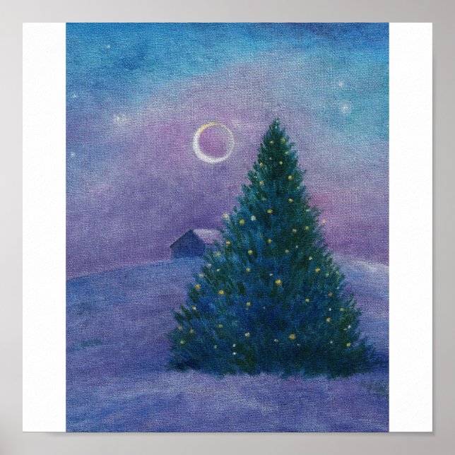 Pôster Nocturne Winter Wonderland Christmas Pine (Frente)