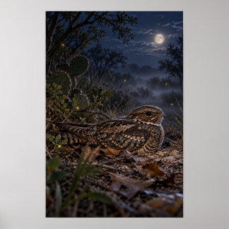 Poster Nocturno do Common Pauraque no Mato do Sul do Texa