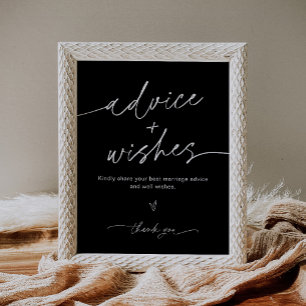 Poster NOIR Desejos e Cumprimentos Placa de Casamento