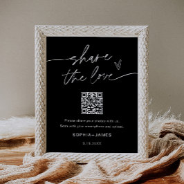 Poster NOIR Share the Love Casamento Código QR de Foto