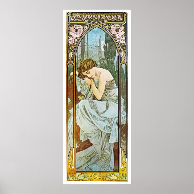 Pôster Noite, Alphonse Mucha (Frente)