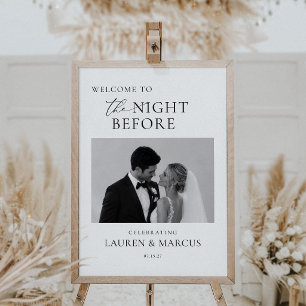 Poster Noite Anterior à Foto de Casamento Elegante Script