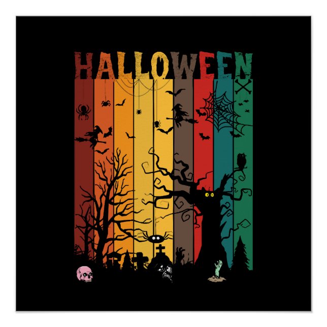 Pôster Noite Colorida de Halloween (Frente)