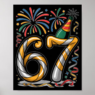 Poster Noite de Ano Novo Número 67 ou 67º Aniversário Coo