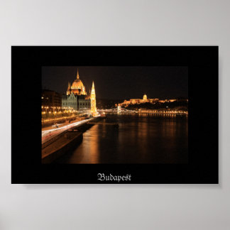 Poster Noite de Budapeste, da ponte Margit, Parlamento,