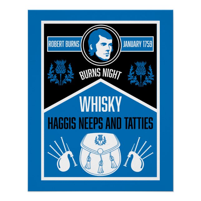 Pôster Noite de Burns Escocês (Frente)