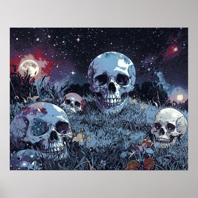 Poster Noite de Dia das Bruxas Spooky - Skulls de Eerie (Frente)