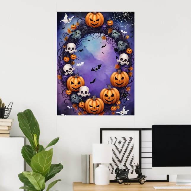Poster Noite de Halloween Encantada (Escritório em casa)