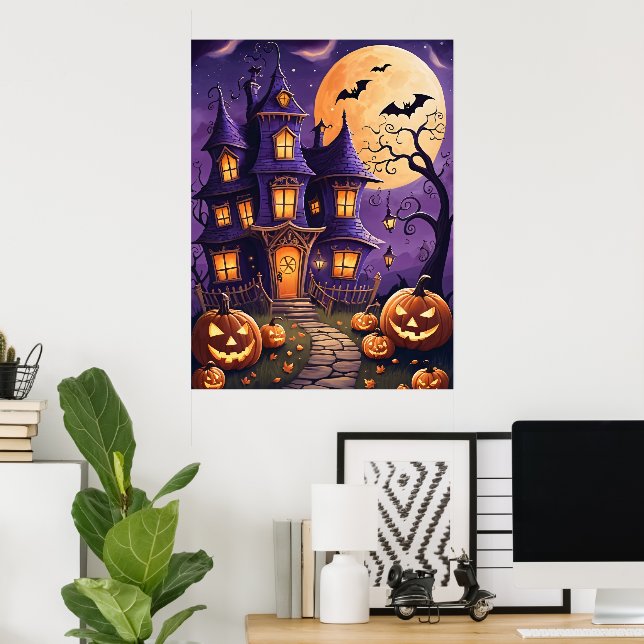 Poster Noite de Halloween Encantada (Escritório em casa)