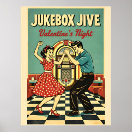 Poster Noite de Jive de Caixa de Música do Dia dos Namora