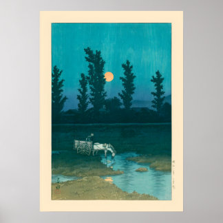 Poster Noite de Lua Nakanoshima Sapporo por Kawase Hasui