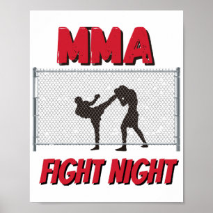 Poster Noite de Luta de MMA texto e Silhueta de Dois Luta
