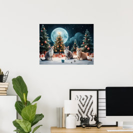 Poster Noite de Natal encantadora com gatinhos