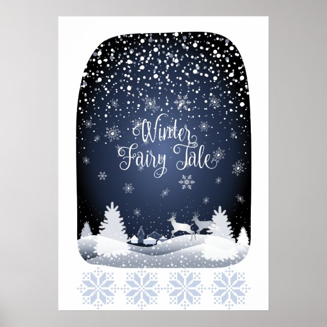 Poster Noite de Natal Fada Tale Fantasy Snowy Forest (Frente)
