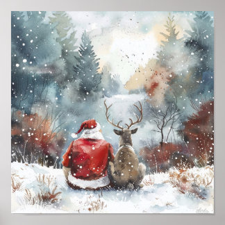 Poster Noite de Natal Silenciosa – Papai Noel e Rena de I