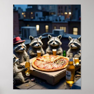 Poster Noite de pizza de sexta-feira do guaxinim