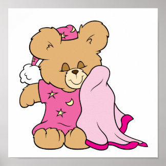 Poster noite de sono, design de ursinho teddy