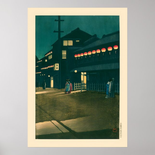 Poster Noite de Souemoncho por Kawase Hasui (Frente)