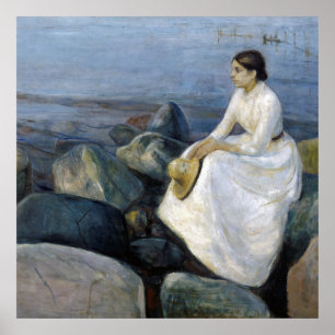Poster Noite de Verão. Inger on Beach por Edvard Munch