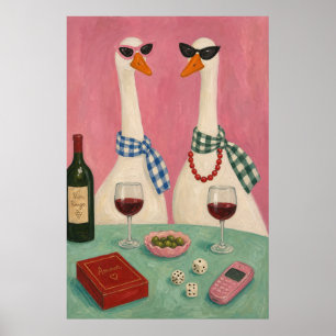 Poster Noite de Vinho da Gansa Chic – Bistrô Rosa Caprich