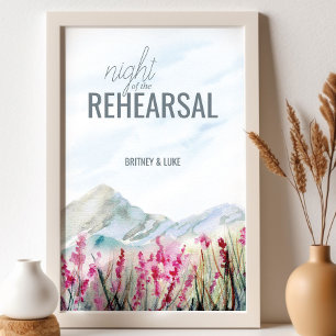 Poster Noite do Rehearsal Mountain Meadow Aquarela
