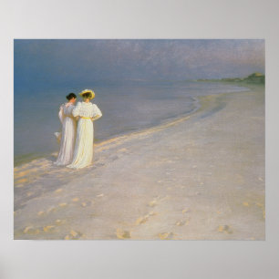 Poster Noite do verão na praia do sul de Skagen