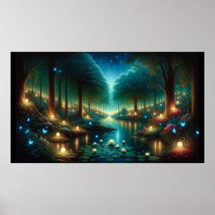 Poster Noite Encantada: Luminescência no lago