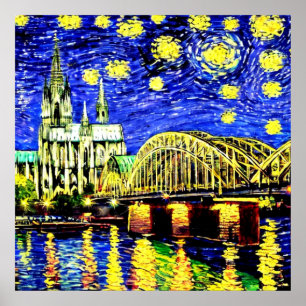 Poster Noite Estrelada Colônia Catedral Alemanha