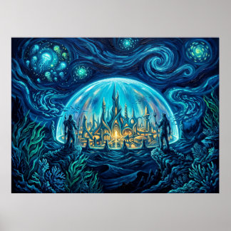 Poster Noite Estrelada de Atlântida DC Comics Paisagem