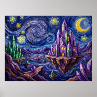 Poster Noite Estrelada de Gemworld Quadrinho Paisagem
