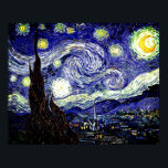 Poster Noite Estrelada de Van Gogh, 1889<br><div class="desc">Amplamente saudado como o magnum opus de Van Gogh, a pintura retrata a vista à porta da sua janela do sanatório à noite, embora tenha sido pintada pela memória durante o dia. A imagem está no dominio público. Entre em contato com Padrões e pinturas e gráficos para obter solicitações especiais....</div>