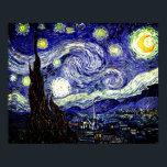 Poster Noite Estrelada de Van Gogh, 1889<br><div class="desc">Amplamente saudado como o magnum opus de Van Gogh, a pintura retrata a vista à porta da sua janela do sanatório à noite, embora tenha sido pintada pela memória durante o dia. A imagem está no dominio público. Entre em contato com Padrões e pinturas e gráficos para obter solicitações especiais....</div>