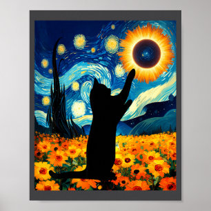Poster Noite Estrelada Divertida Eclipse Solar Total