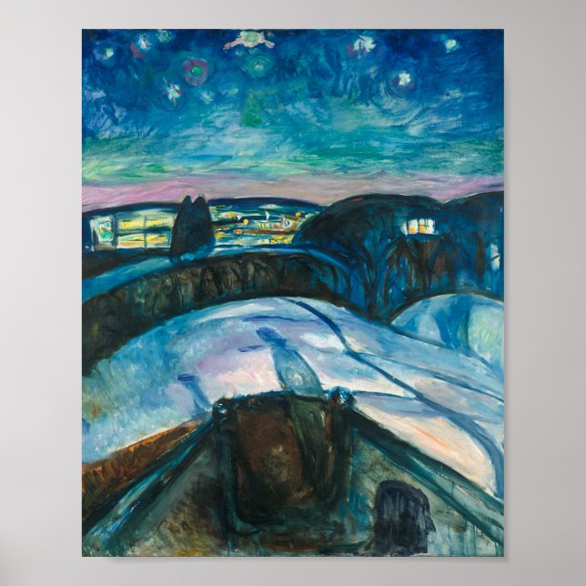 Poster Noite Estrelada | Edvard Munch | (Frente)
