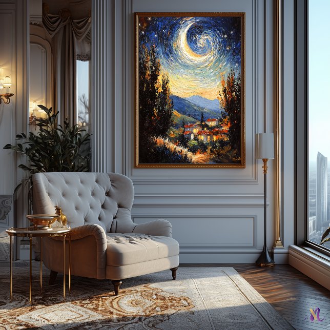 Poster Noite Estrelada Inspirada no Impressionismo (Criador carregado)